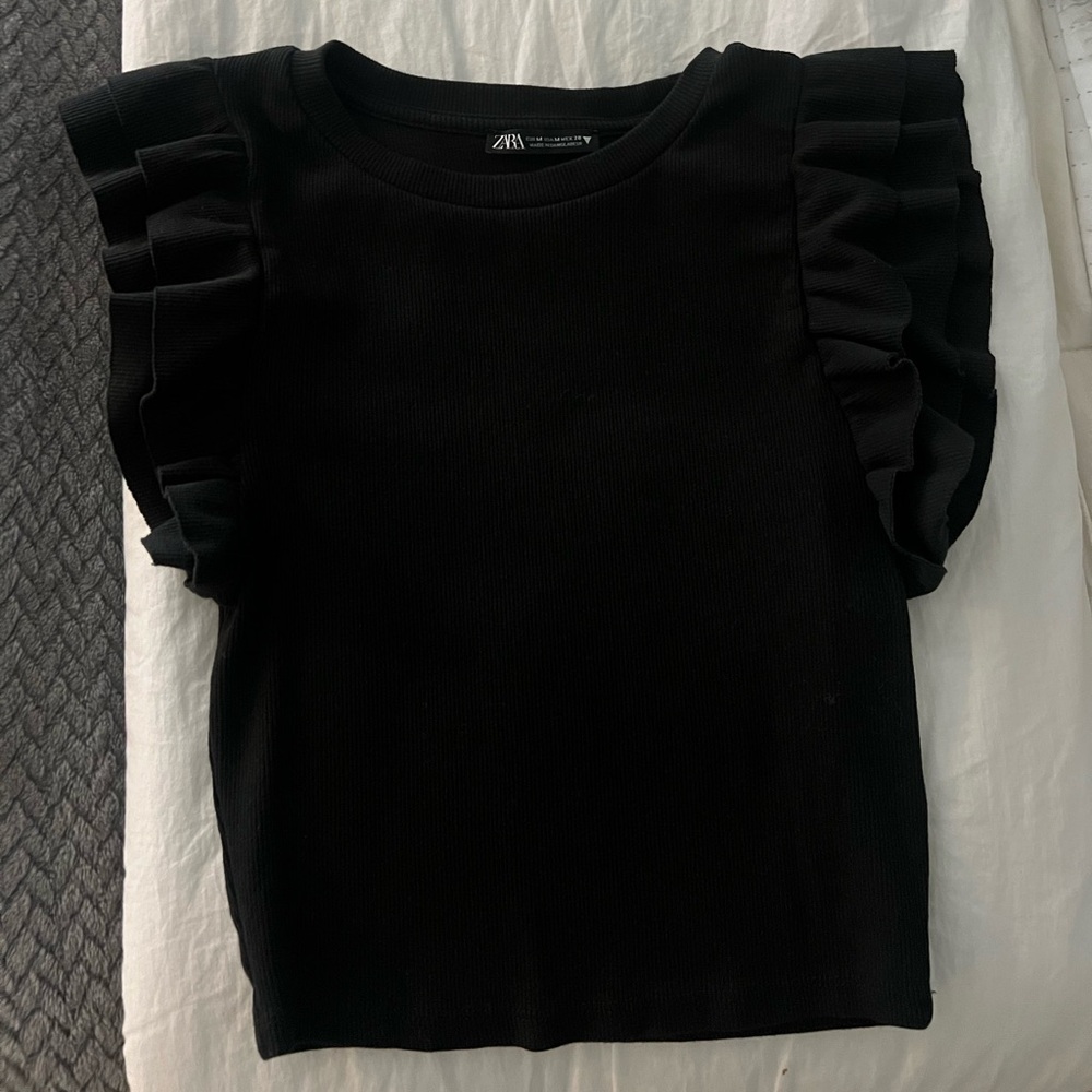 Zara black ruffle tank top
